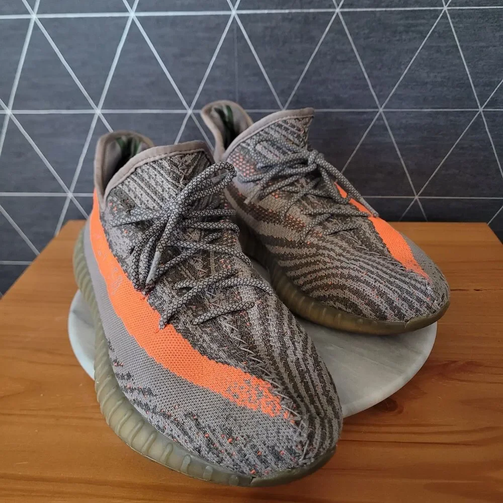 Adidas Yeezy Boost SPLY 350 V2 Carbon Beluga Reflective Orange Gray Sz 11.5